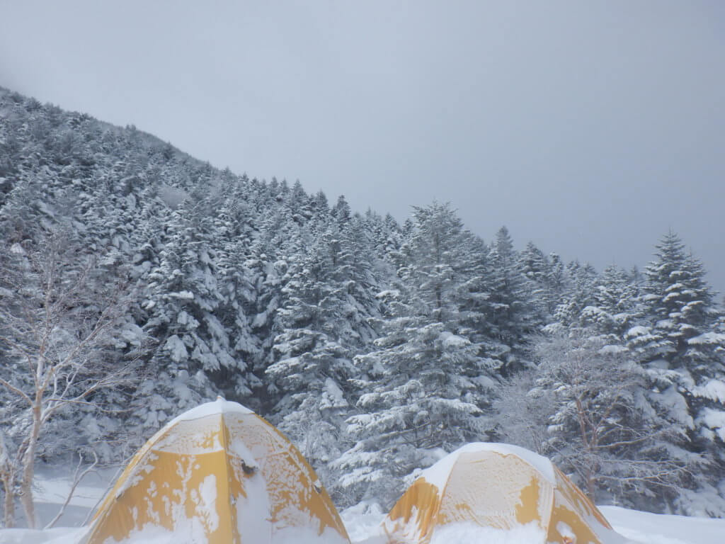 行者小屋は営業していませんが、テントを張っている人がいました